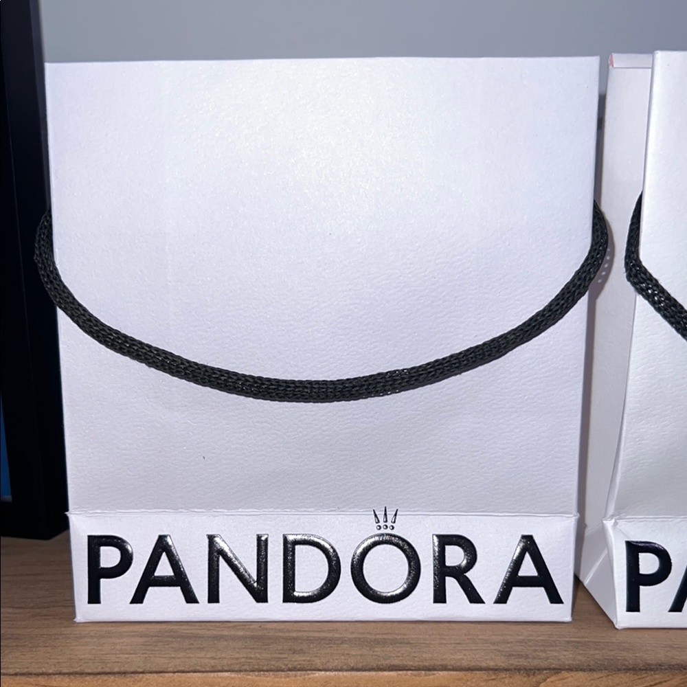 Pandora Elegant White Gift Bags With Pink Interior and Pandora Tissue Paper. - Picture 10 of 16